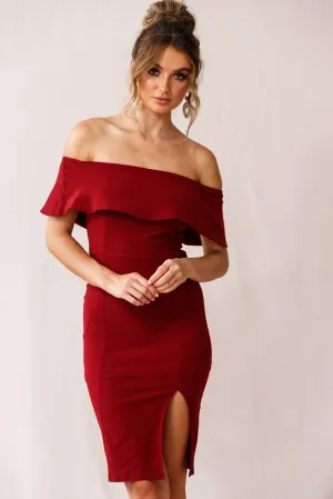 Alina Elegant Bodycon Dress Red Wine