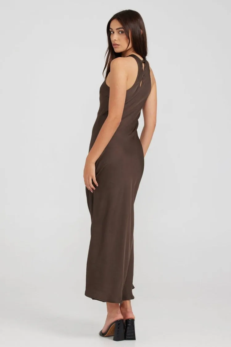 Arabella Brown Midi Dress