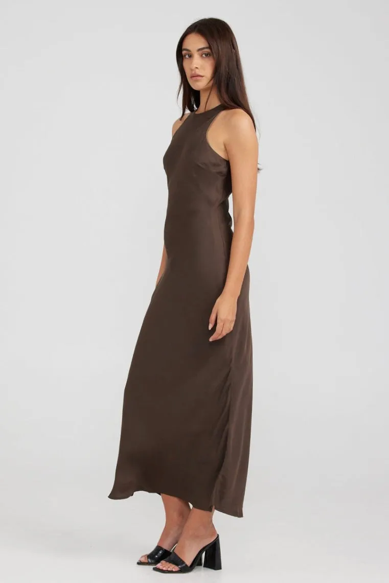 Arabella Brown Midi Dress