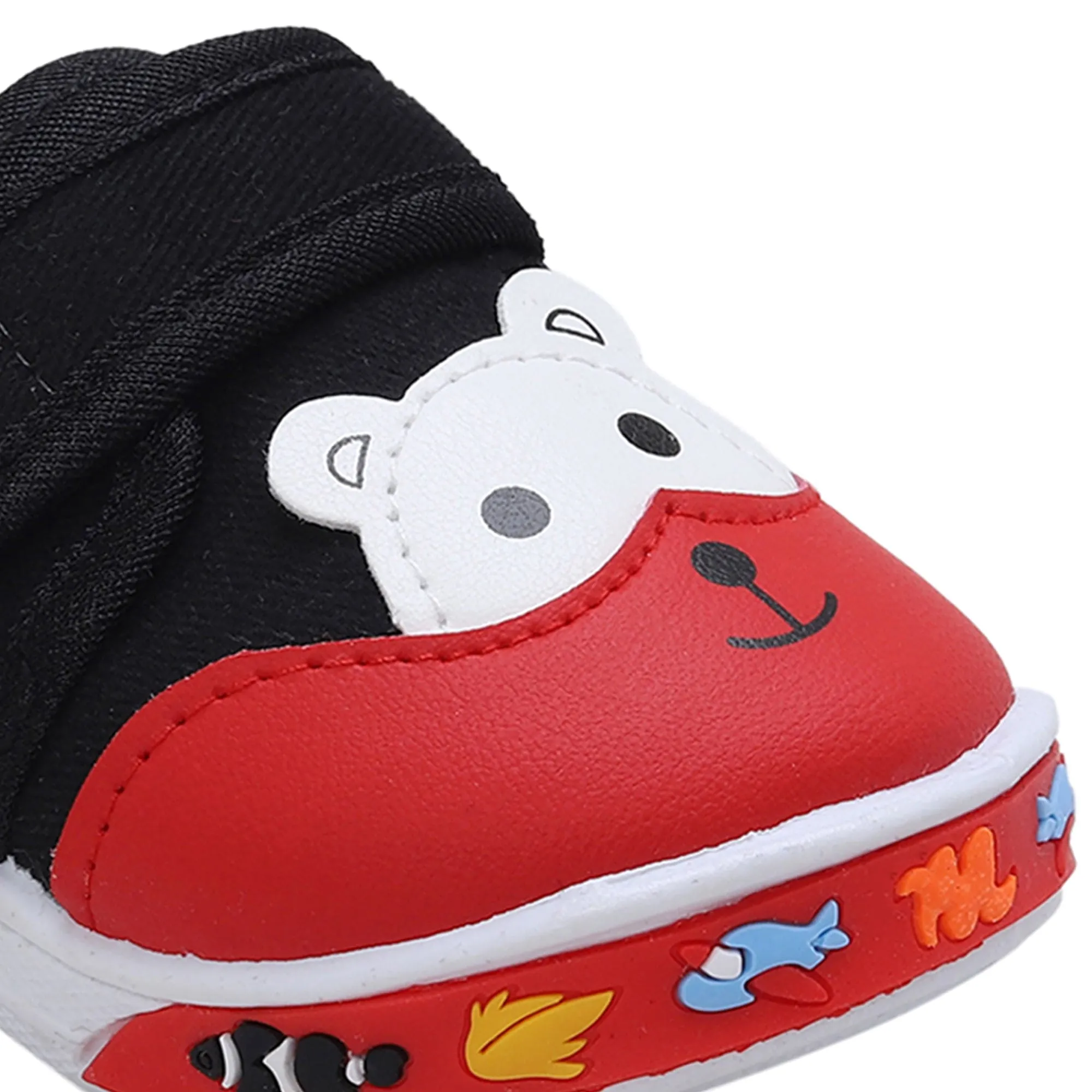 Baby Moo Blissful Bear Velcro Strap Anti-Skid Chu Chu Sound Sneakers - Black