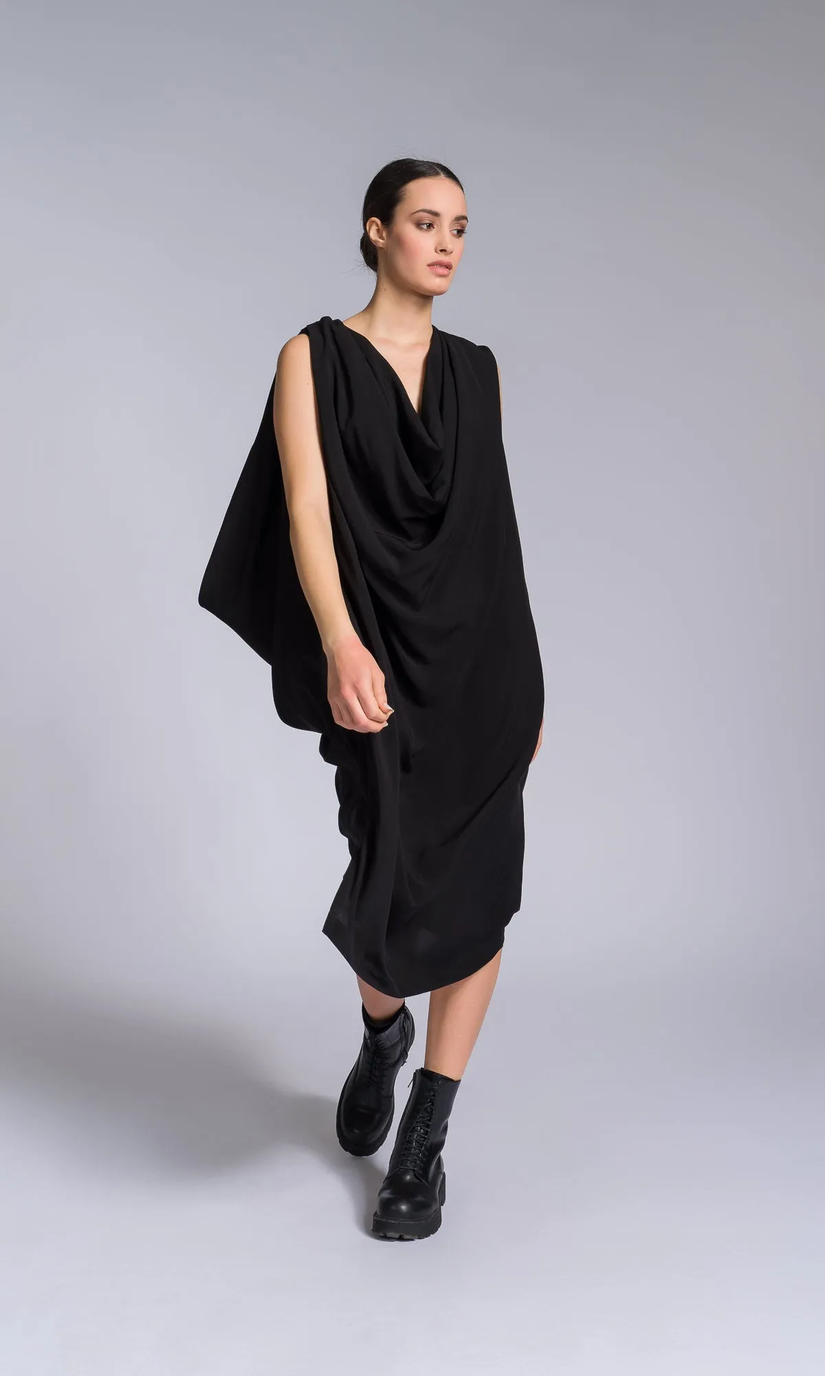 Draped Kaftan Dress with Open Back