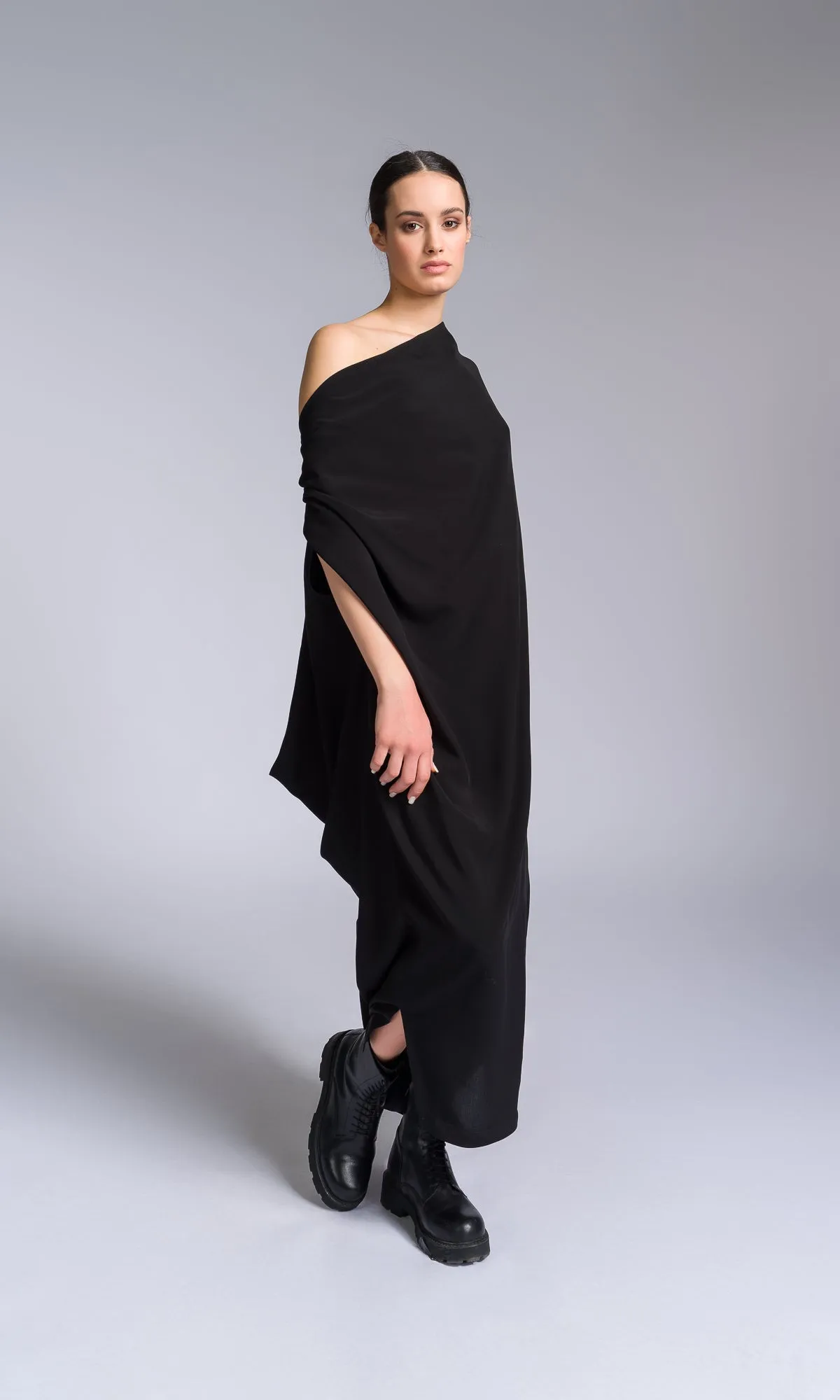 Draped Kaftan Dress with Open Back