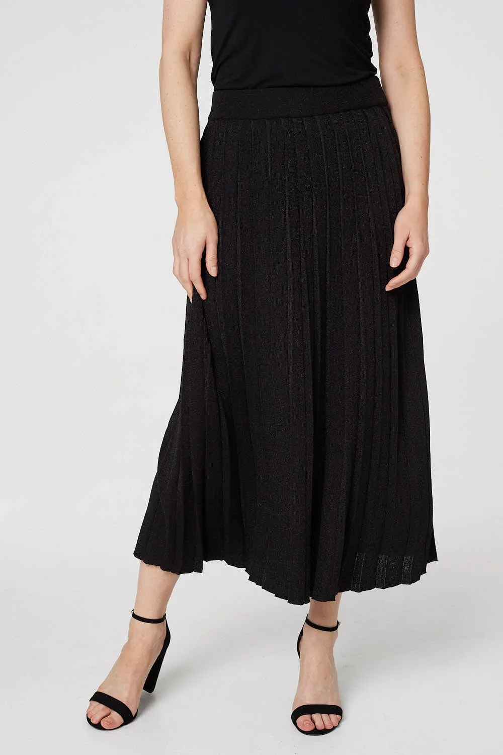 High Waist Pleated Knit Skirt