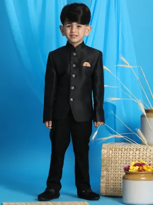 Jashvi Boy's Black Silk Blend Jodhpuri