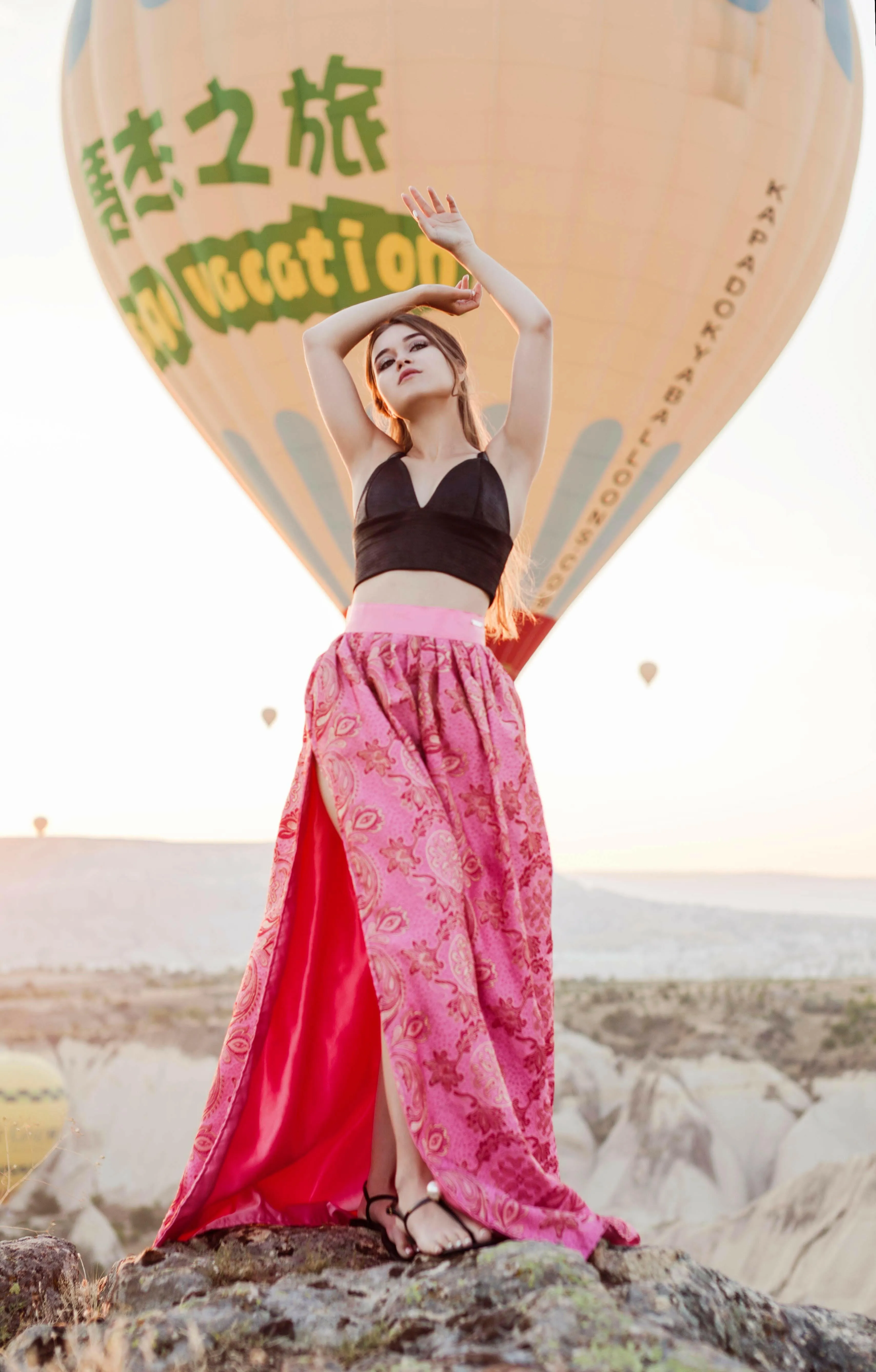 Just Breathtaking! Exclusive full shaped maxi skirt from thin exclusive floral pink brocade with gold. Skirt with trail.