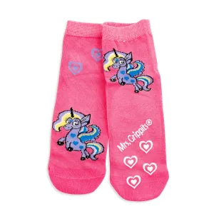 Kids Bamboo Socks with Grips - Pink Unicorn (Medium)