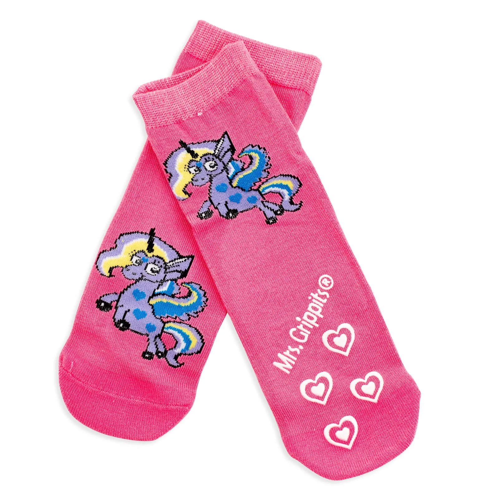 Kids Bamboo Socks with Grips - Pink Unicorn (Medium)