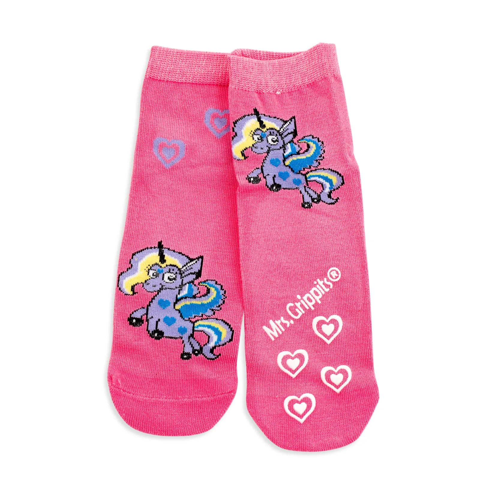 Kids Bamboo Socks with Grips - Pink Unicorn (Medium)