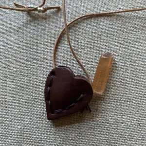 Leather Totem Necklace w/ Tangerine Stone