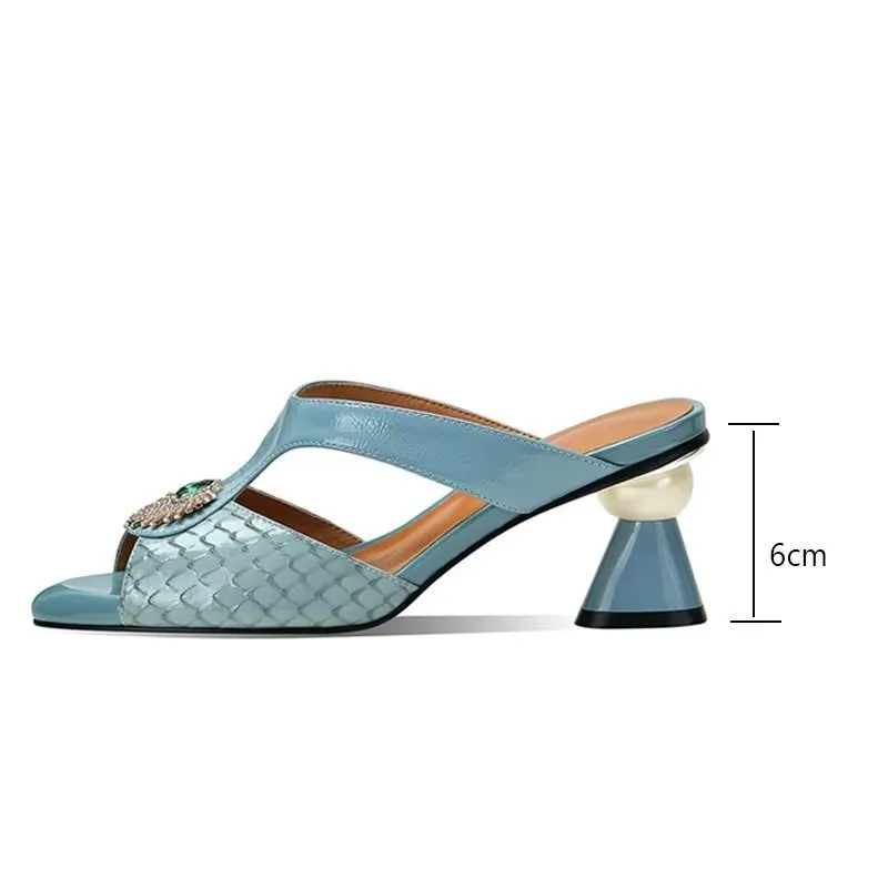 LeatherLux Elegant Office Lady Heel Sandals