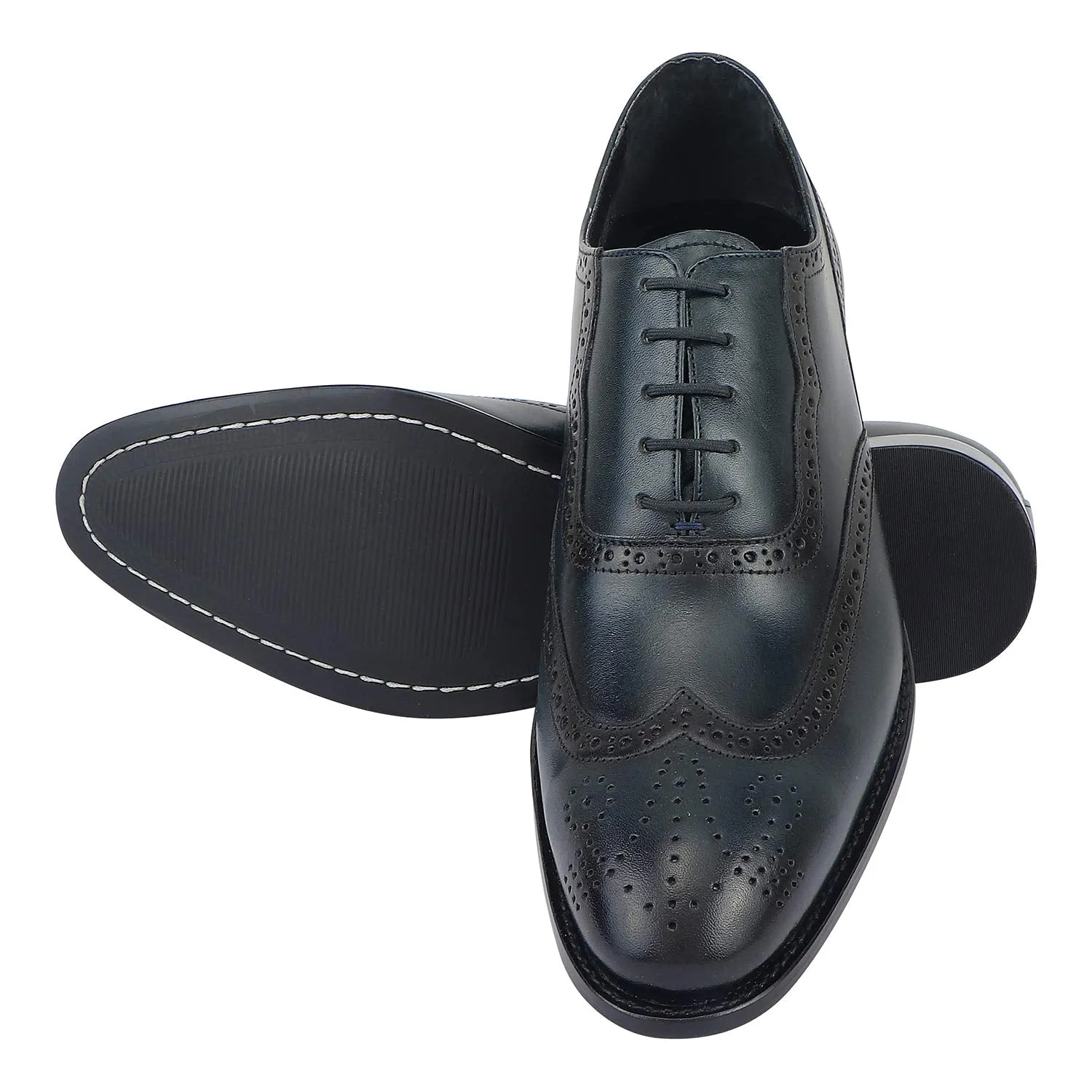 LIBERTYZENO Mens Wingtip Genuine Leather Oxford Dress Shoes 920 Navy