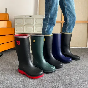 Mens Durable Waterproof Rain Boots - All-Weather Protection, Non-Slip Grip - Perfect for Outdoor Work & Heavy Fishing Expeditions, Knee High