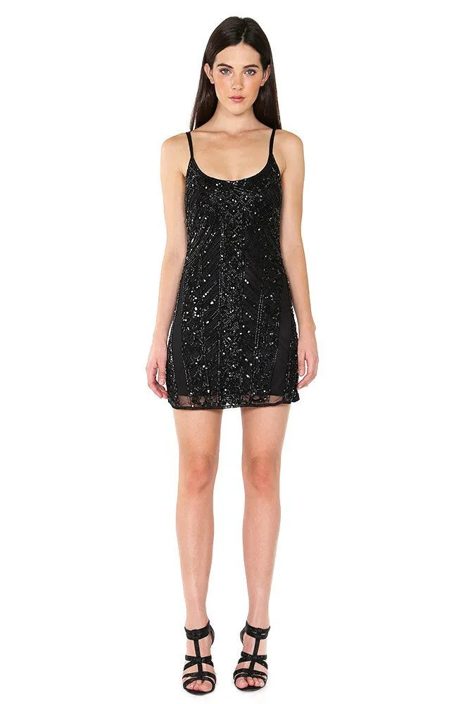 Naughty Grl Elegant Beaded Camisole Cocktail Dress - Taupe