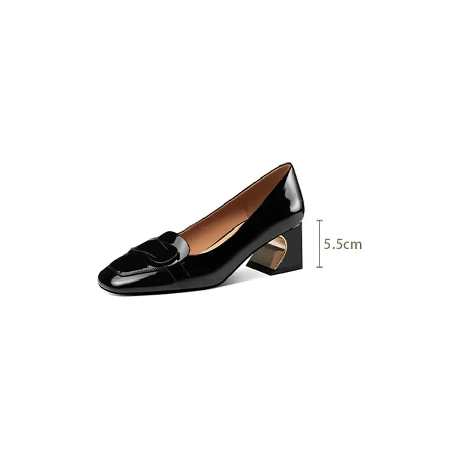 Patent Chic Pointed Square Toe High Heel Single Shoes