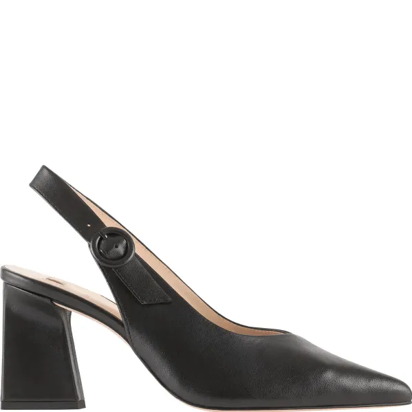 Patricia Leather Buckle Slingback Pump Black