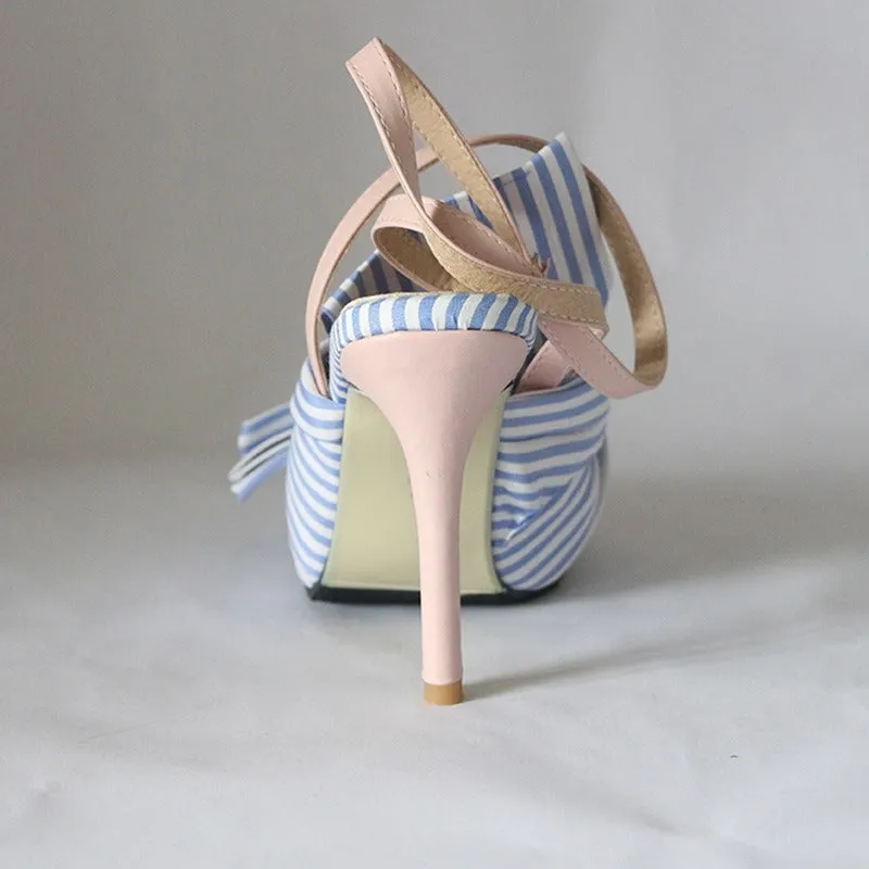 Pre Order:  Bow Tie Striped High Heels