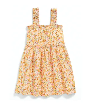 Printed Sleeveless Ruffled Swing Dress for Toddler Girls - Multi Ditsy Floral