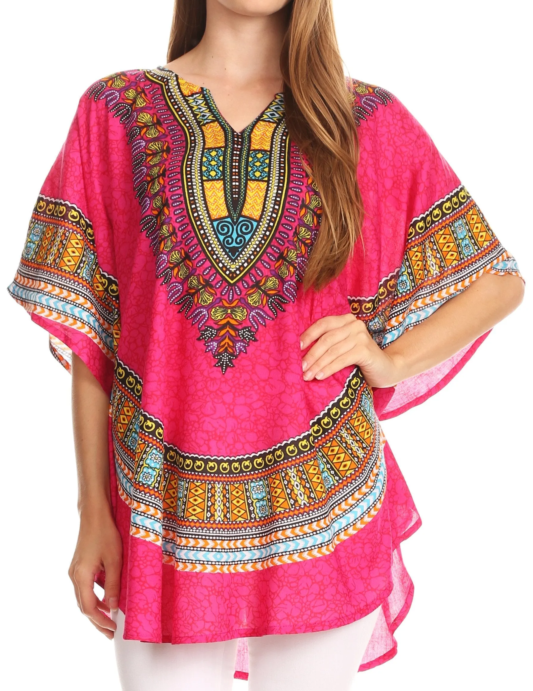 Sakkas Alba Tribal Circle Cover-up Tunic Vibrant Colors Relaxed