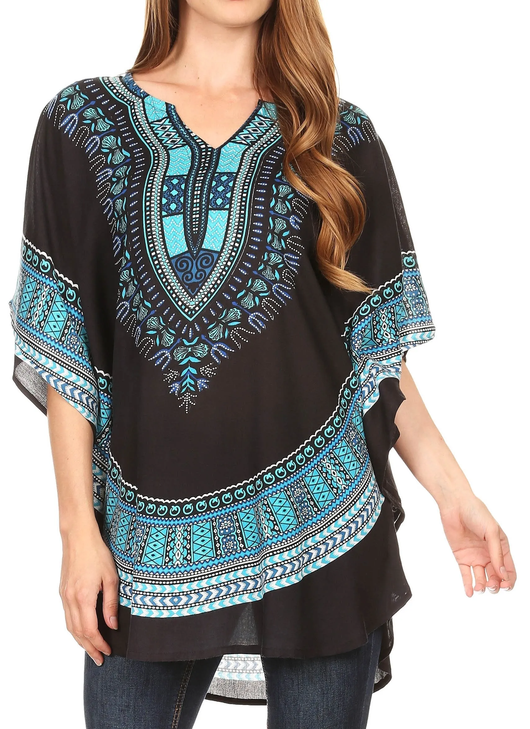 Sakkas Alba Tribal Circle Cover-up Tunic Vibrant Colors Relaxed