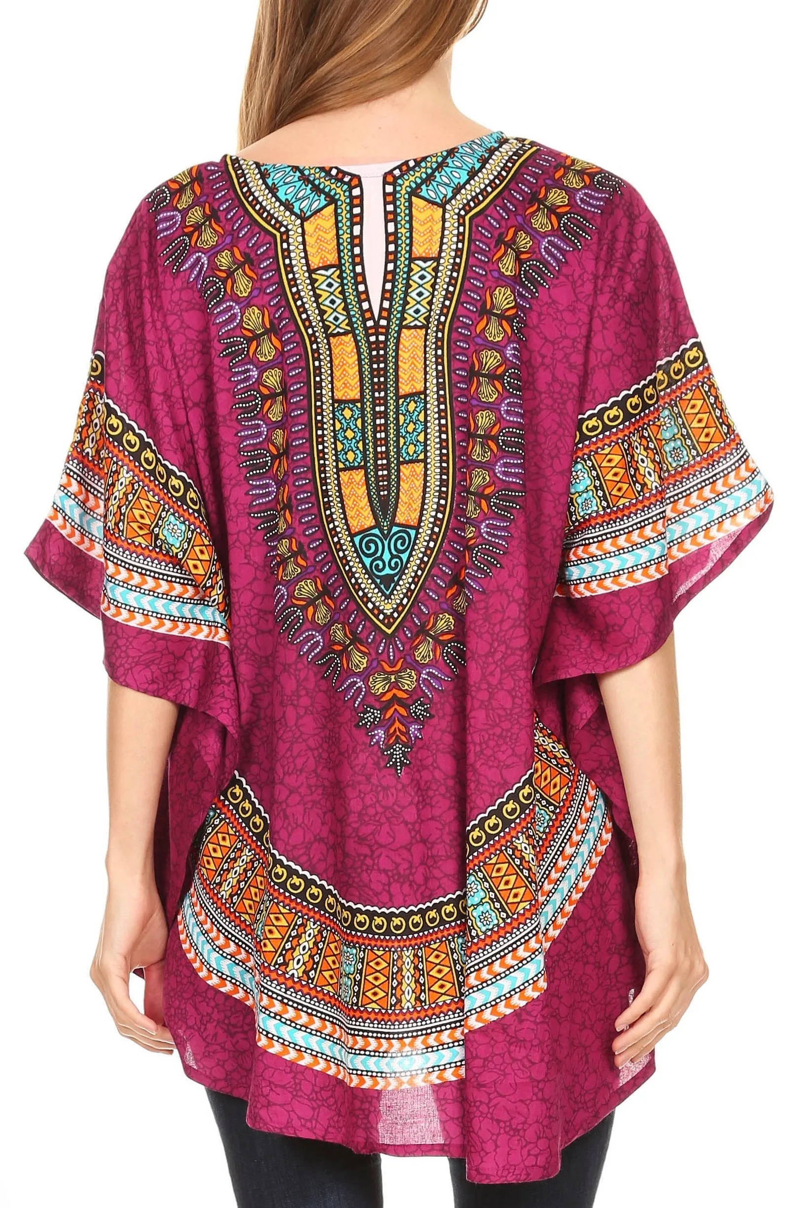 Sakkas Alba Tribal Circle Cover-up Tunic Vibrant Colors Relaxed