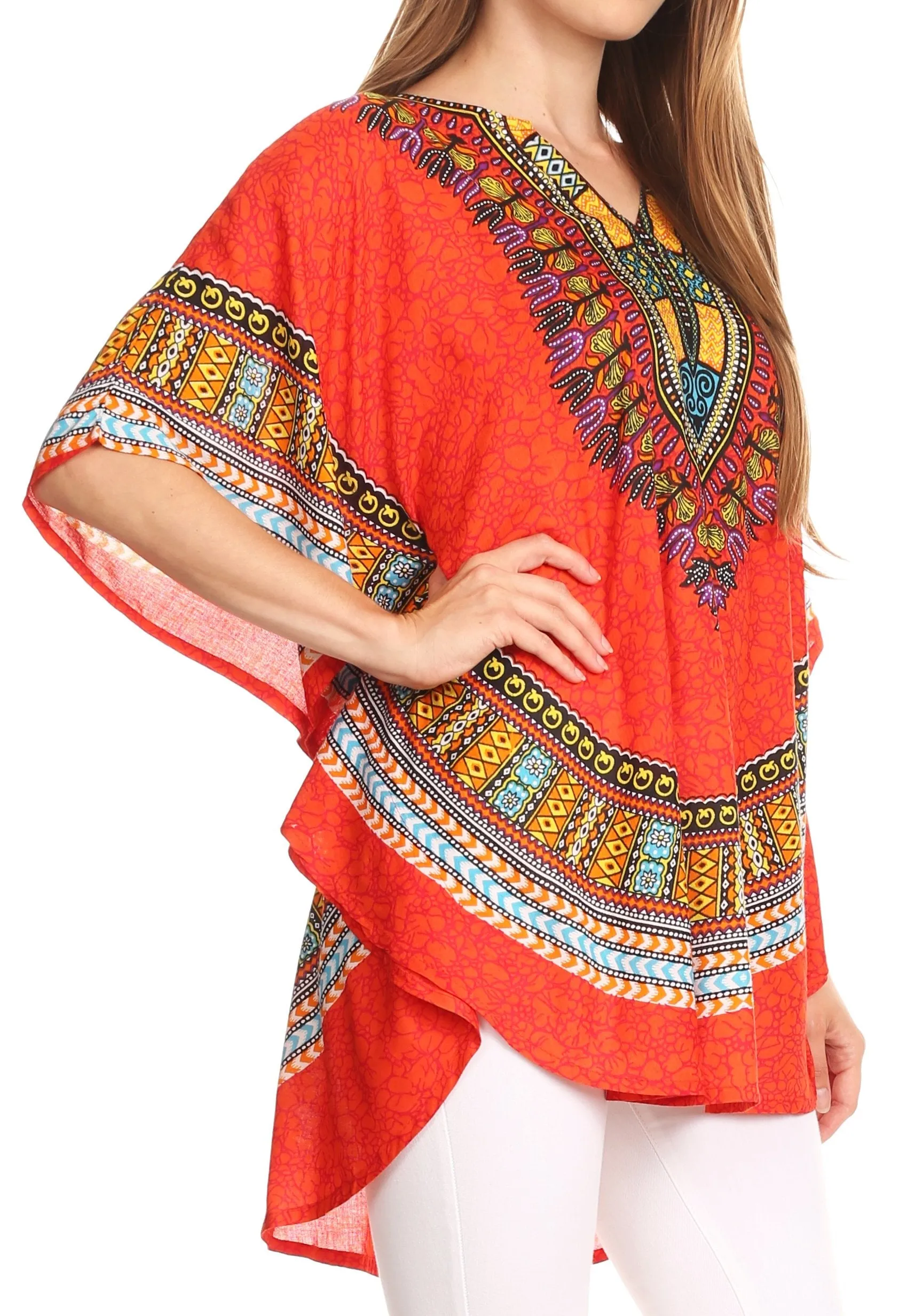 Sakkas Alba Tribal Circle Cover-up Tunic Vibrant Colors Relaxed