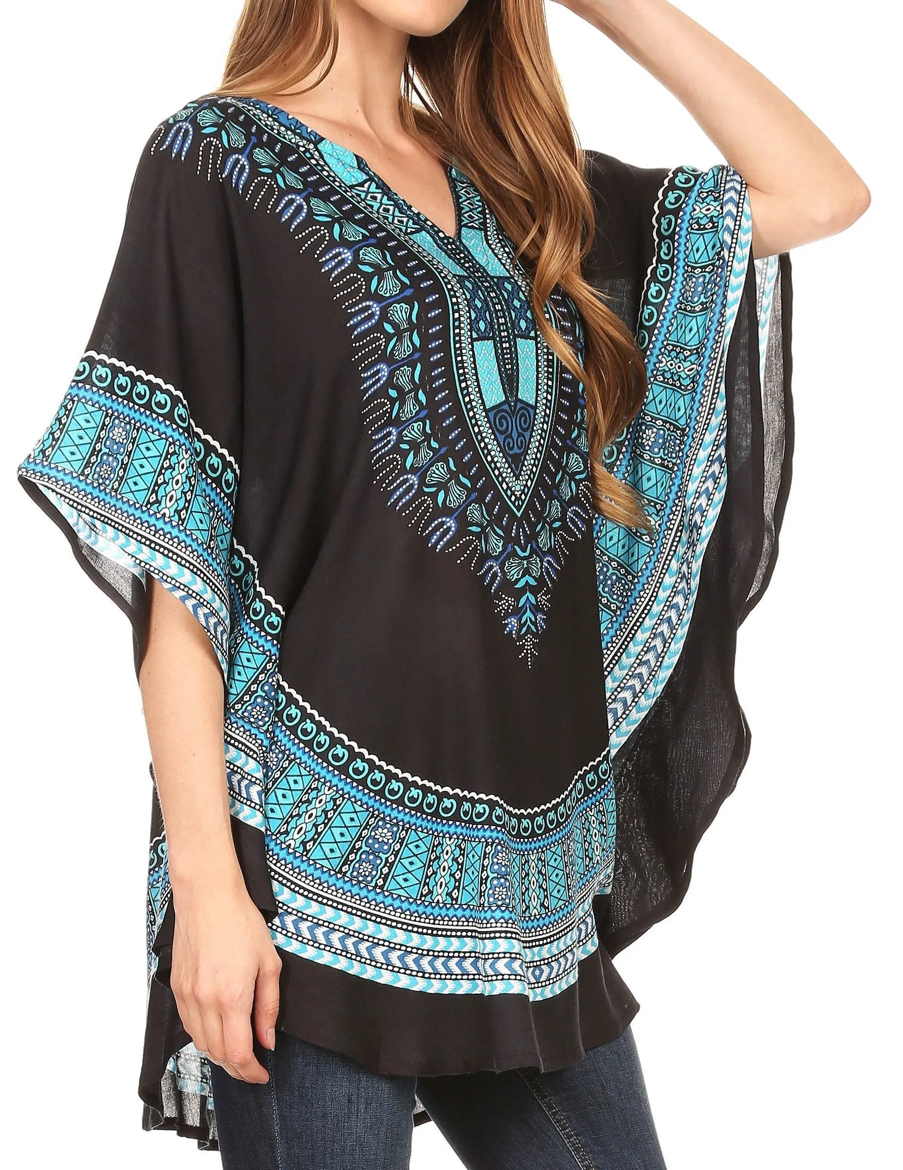 Sakkas Alba Tribal Circle Cover-up Tunic Vibrant Colors Relaxed