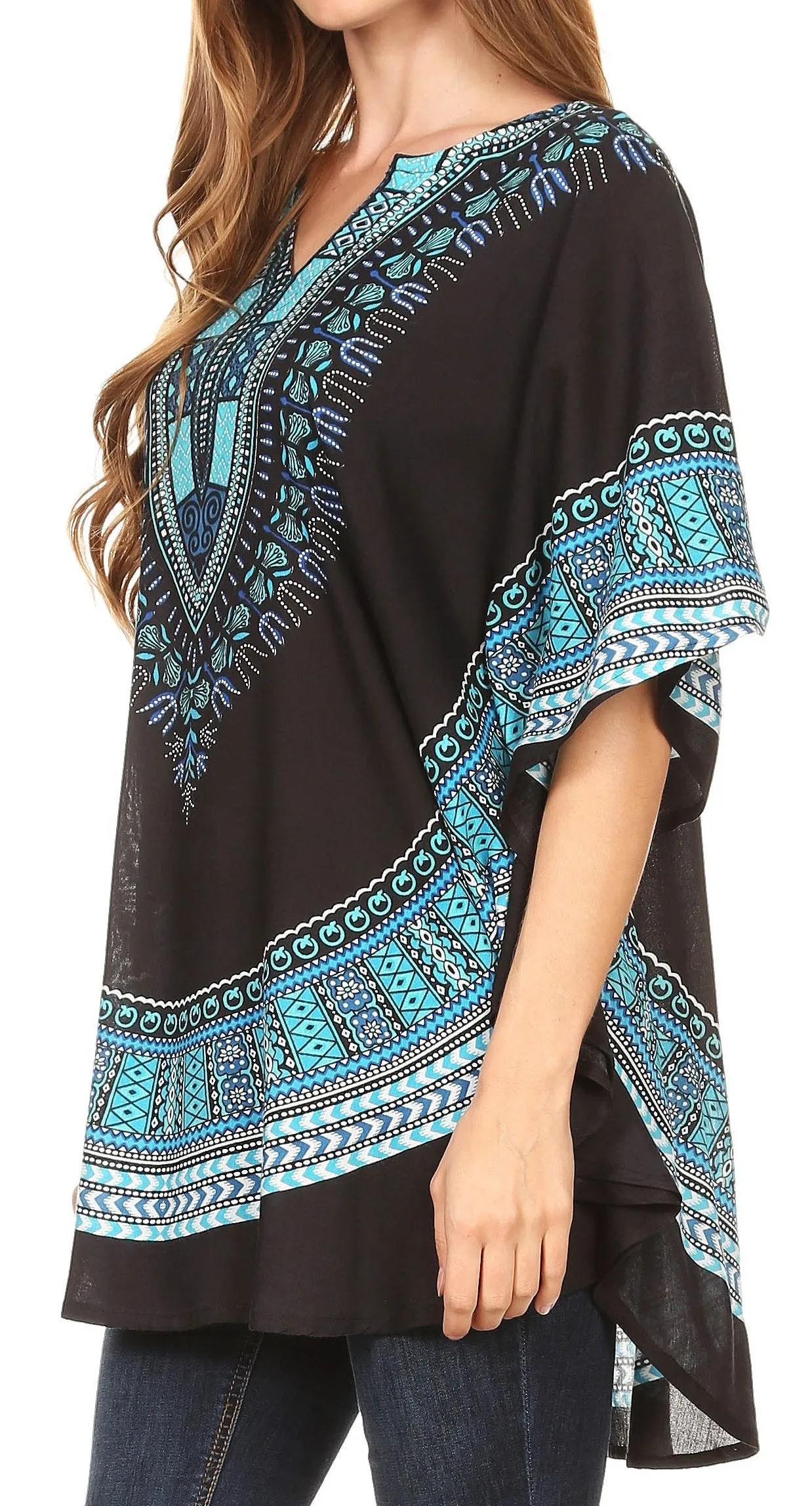 Sakkas Alba Tribal Circle Cover-up Tunic Vibrant Colors Relaxed