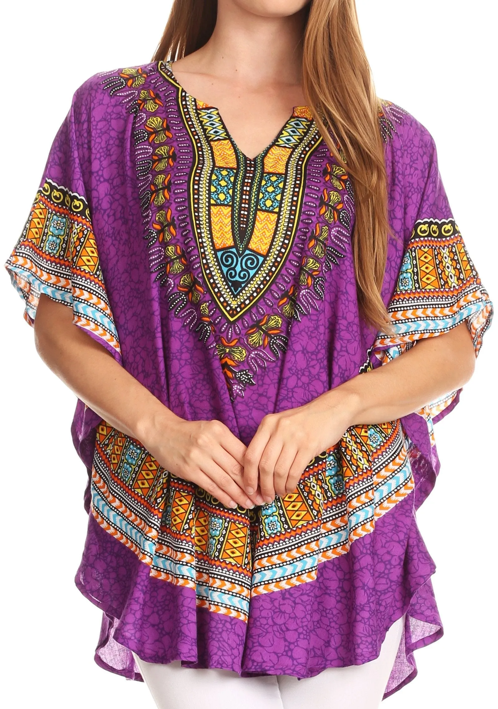 Sakkas Alba Tribal Circle Cover-up Tunic Vibrant Colors Relaxed