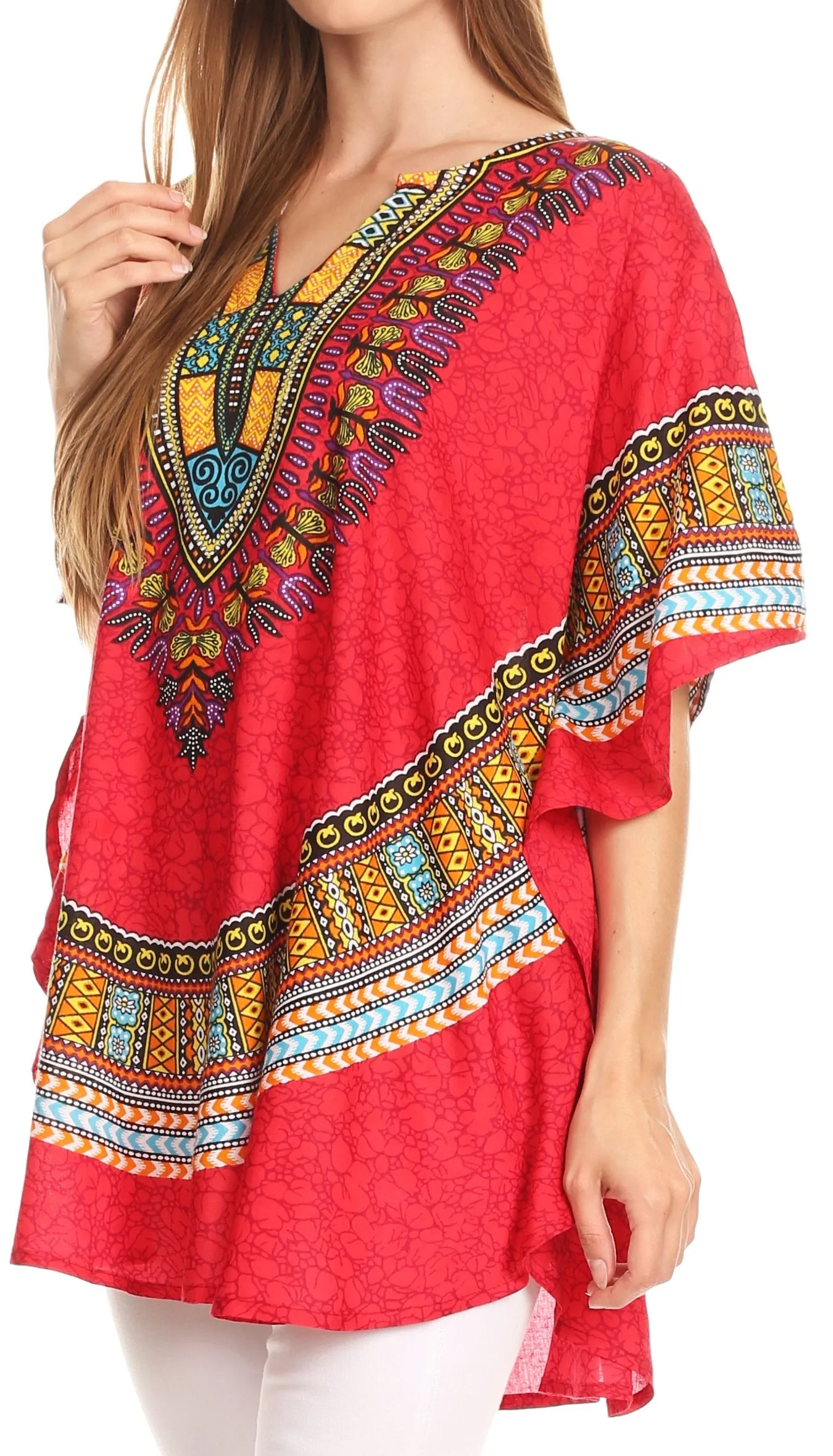 Sakkas Alba Tribal Circle Cover-up Tunic Vibrant Colors Relaxed