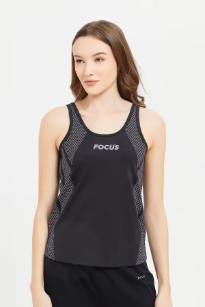 Women Black Printed Active Vest