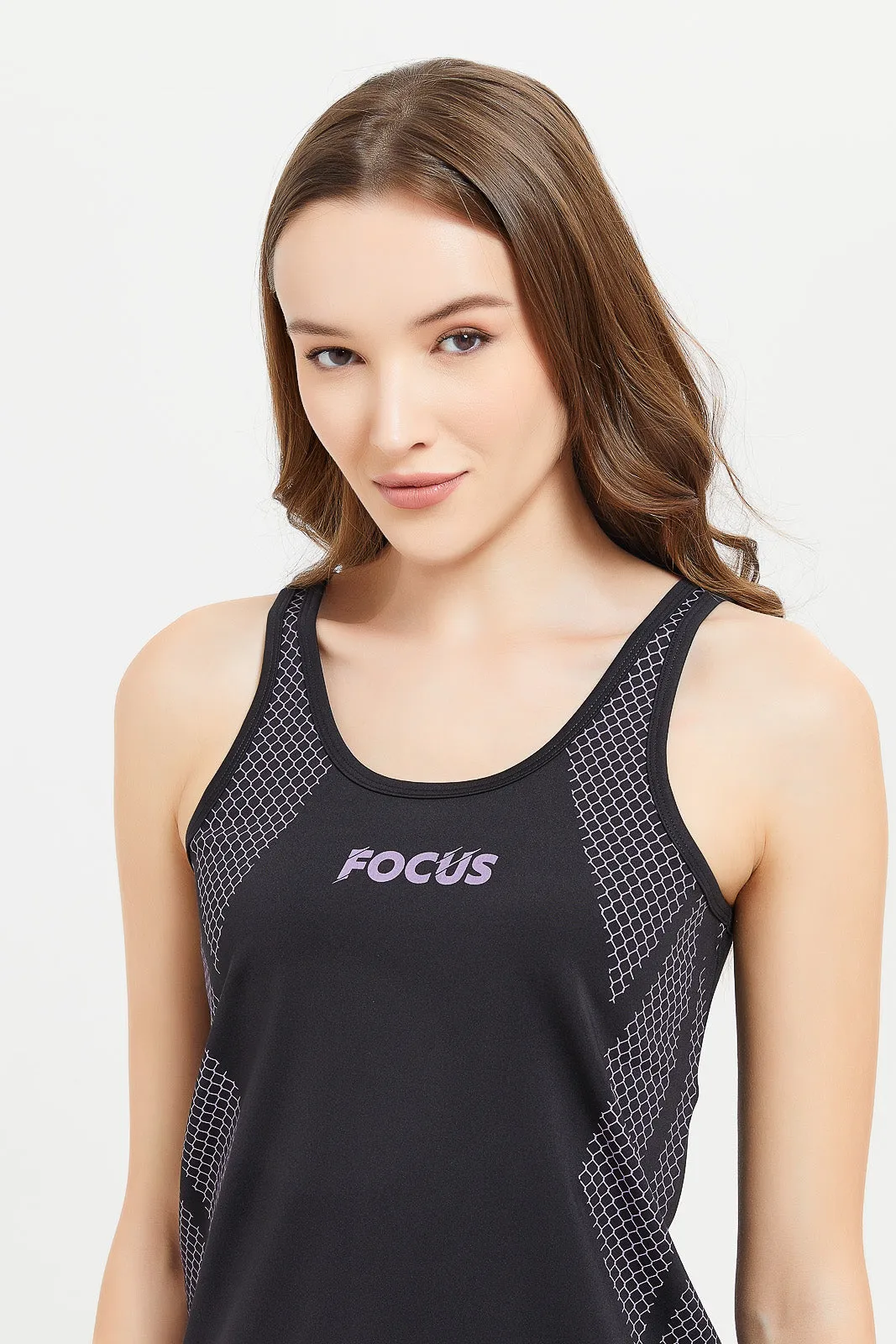 Women Black Printed Active Vest