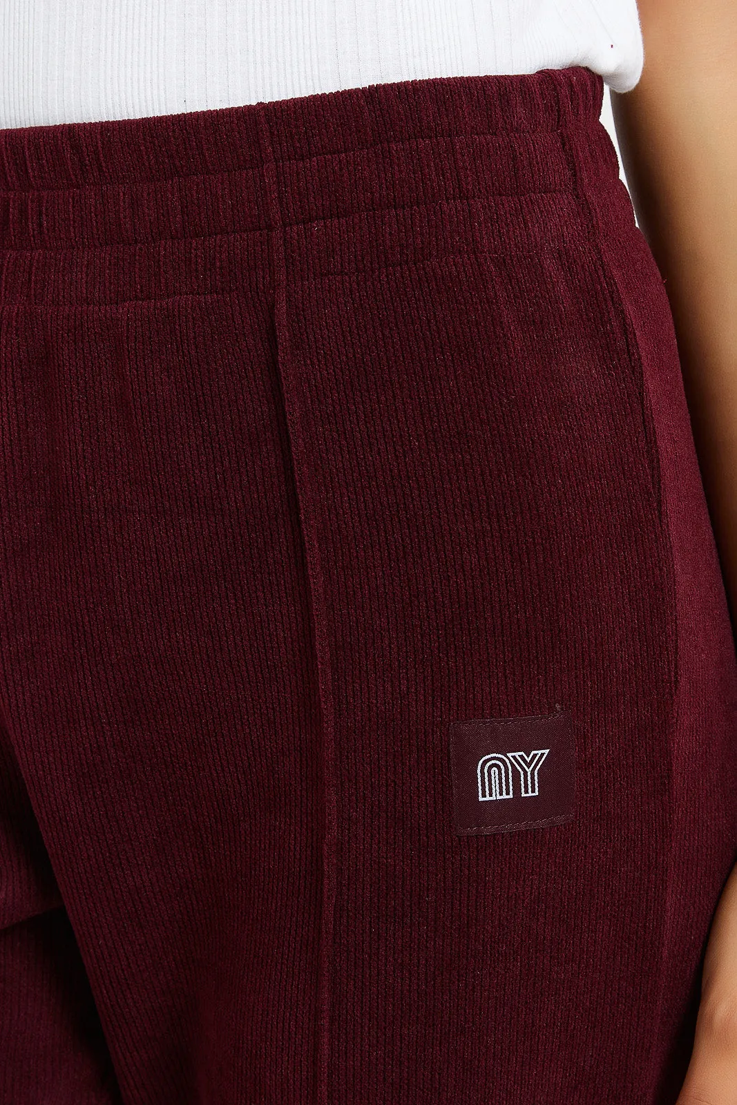 Women Burgundy Waffle Jogger