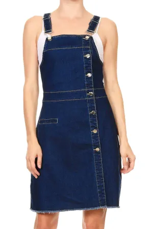 Womens 90s Fashion Adjustable Strap Denim Jean Overall Dress