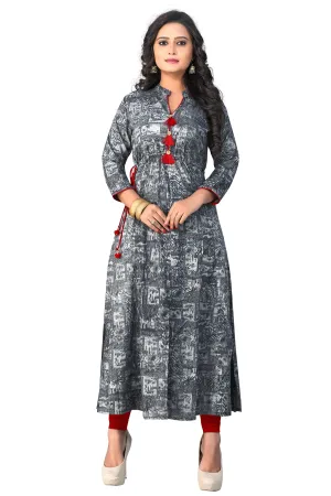 Women'S Grey Color Rayon A-Line Kurta  (1Pc)