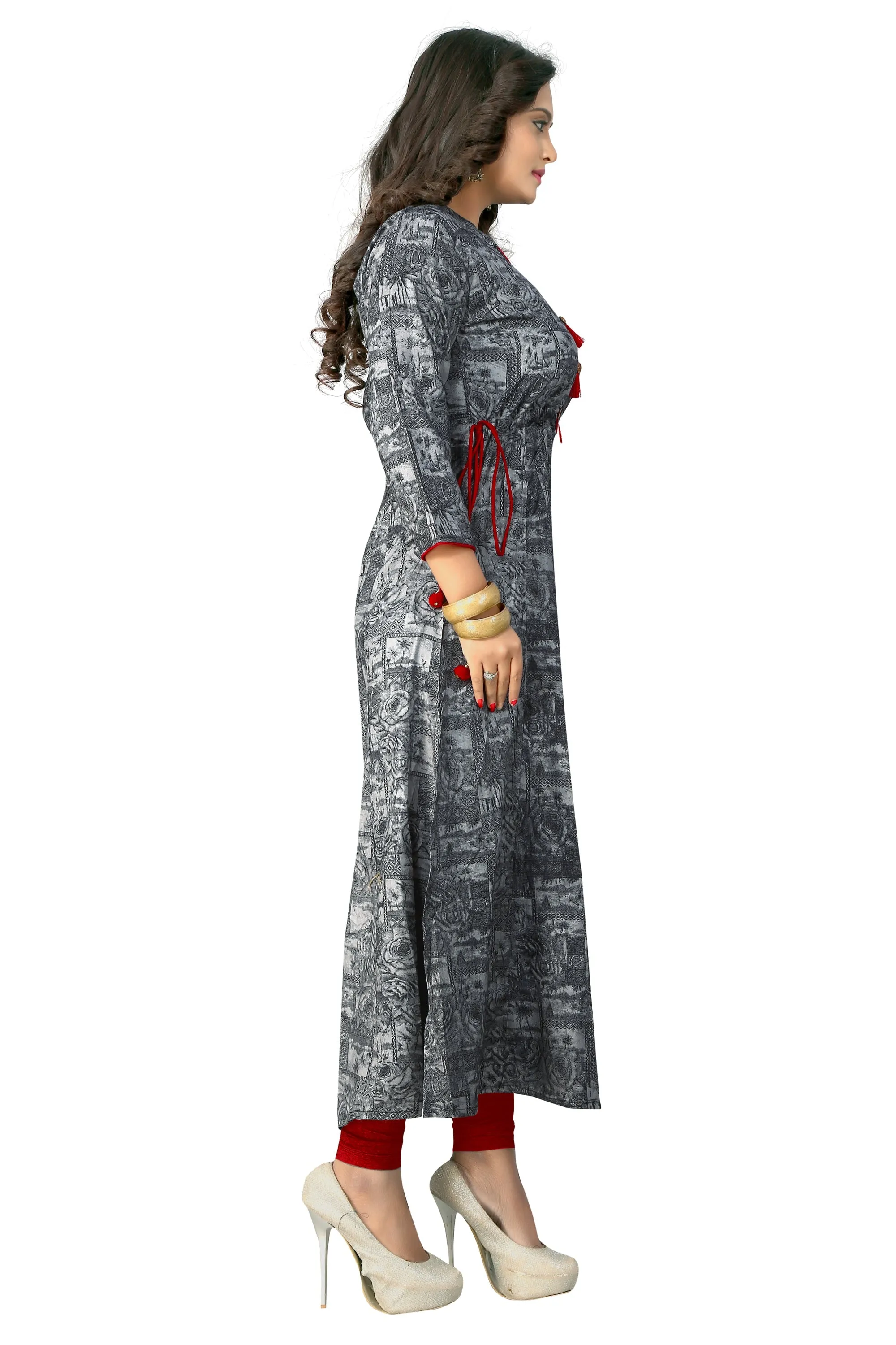 Women'S Grey Color Rayon A-Line Kurta  (1Pc)